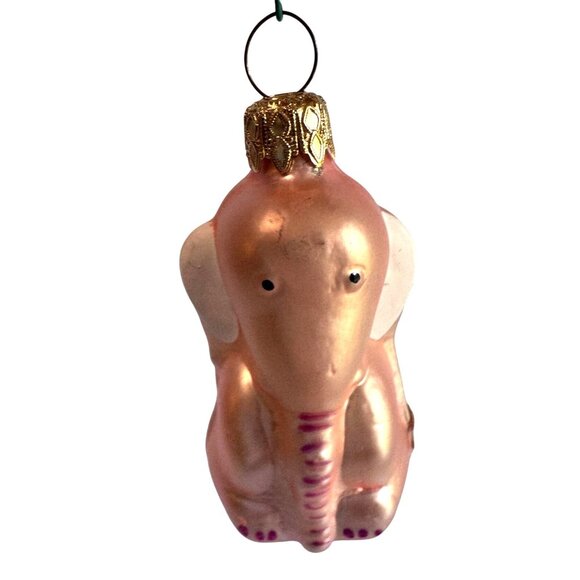 Vintage Blown Glass Pink Elephant Ornament 3.5" West Germany - Picture 1 of 7